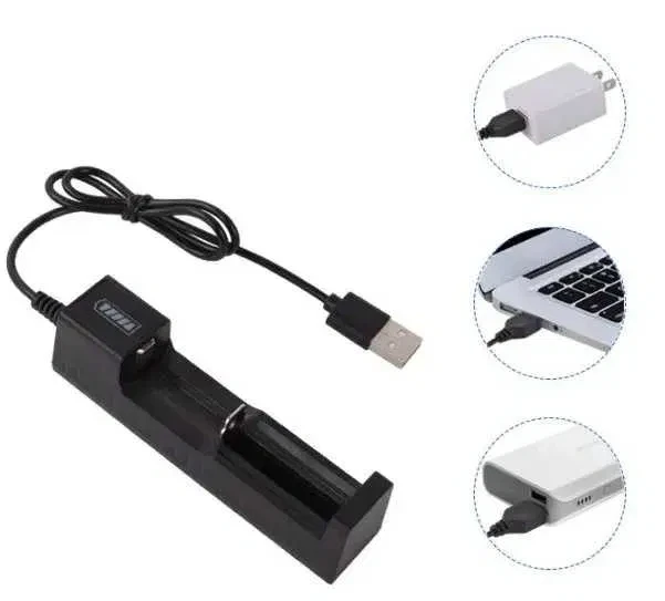 Комплект: 1 шт - акумулятор 18350 PKCELL 900 + зарядний пристрій з USB - JR2020-1