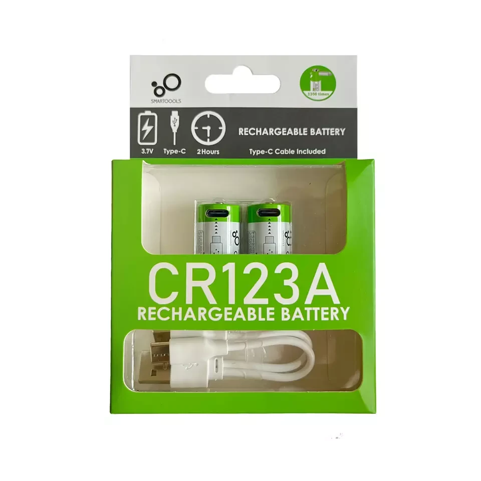 Акумулятор CR123A (16340) з роз'ємом TYPE-C Smartools 700 mAh (ціна за блістер — 2 штуки) + кабель TYPE-C