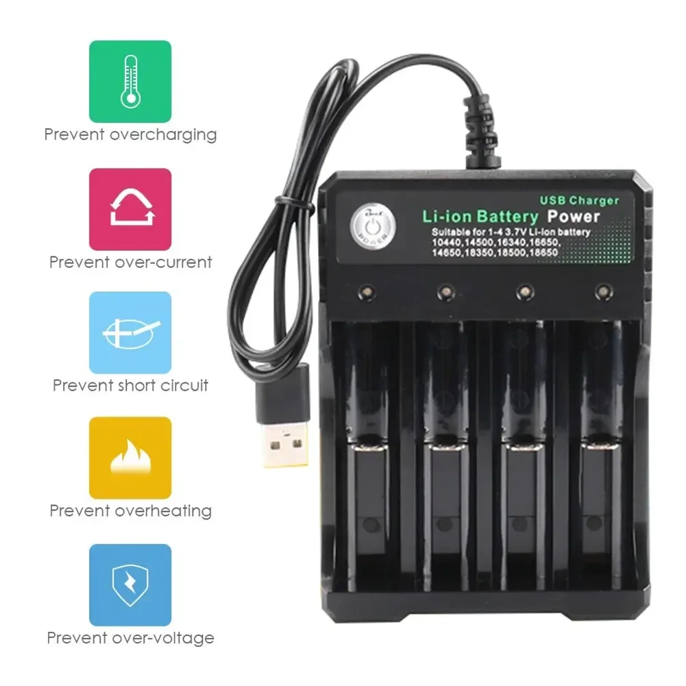 Зарядное устройство с USB - BH-042100-04 для 4-х аккумуляторов типа 16340 (CR123A), 18650, 18500, 18350, 14500