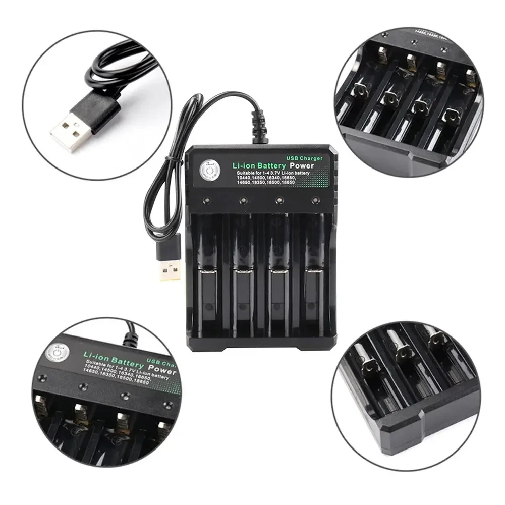 Зарядное устройство с USB - BH-042100-04 для 4-х аккумуляторов типа 16340 (CR123A), 18650, 18500, 18350, 14500