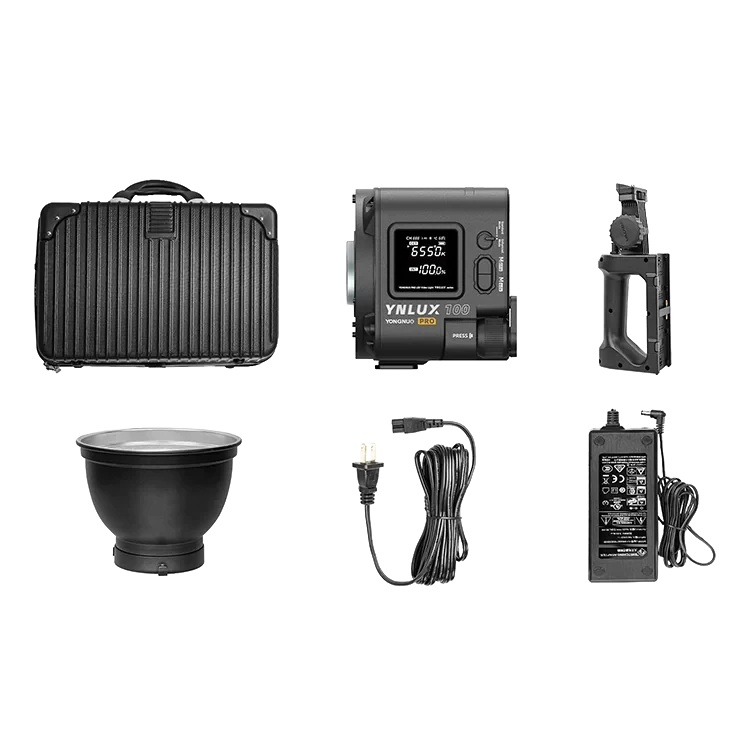 LED-світло, освітлювач, студійне світло Yongnuo YNLUX100 PRO KIT (3200-5600K) з тримачем і кейсом
