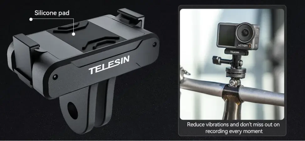 Магнітний адаптер TELESIN з двома захоплювачами для DJI OSMO Action 3, 4, 5 Pro, OSMO360 (код No OA-TPM-T04)