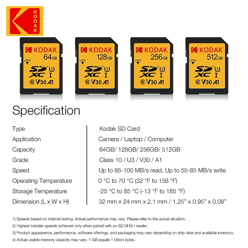 Картка пам'яті Kodak SD 64 GB (U3/V30/A1)