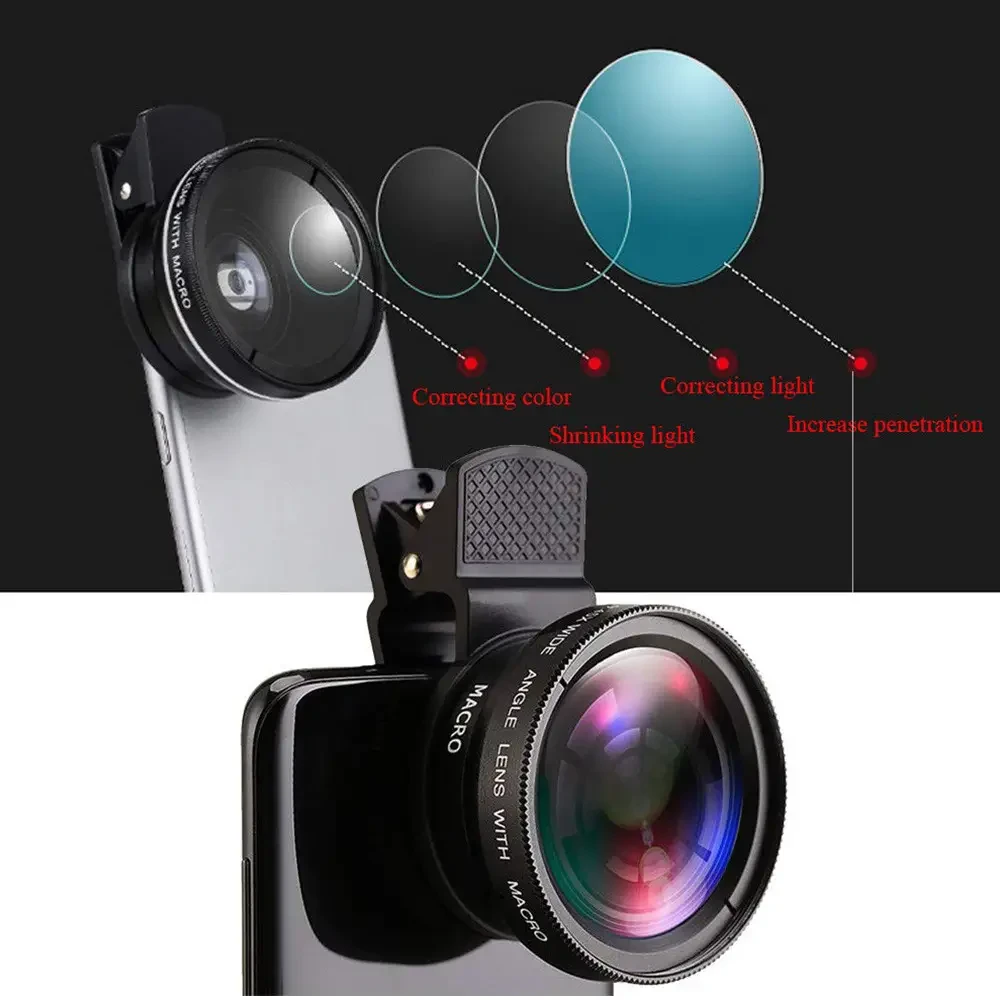 Насадка, объектив, макро линза для телефона 2 в 1 - 0,45X Phone Lens (Широкоугольная + Макро)
