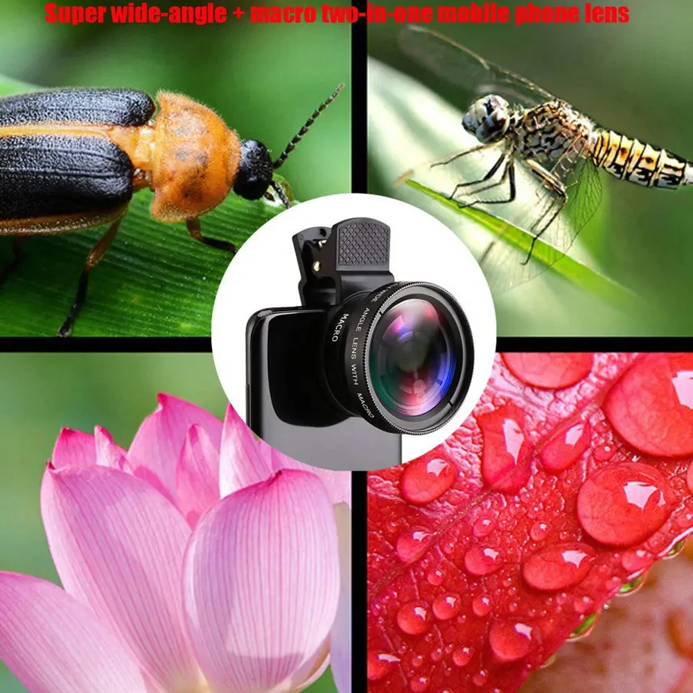 Насадка, объектив, макро линза для телефона 2 в 1 - 0,45X Phone Lens (Широкоугольная + Макро)