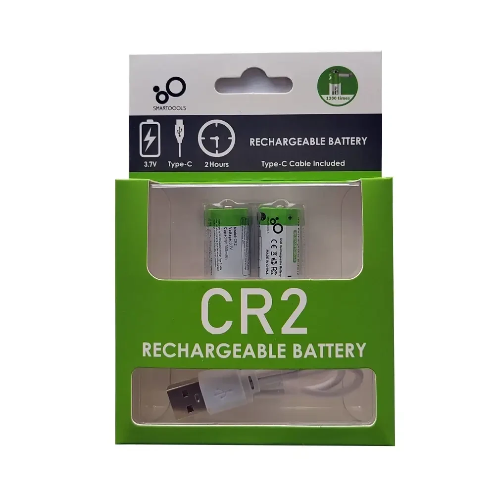 Акумулятор CR2 (3.7V) з роз'ємом TYPE-C Smartools 300 mAh (ціна за блістер — 2 штуки) + кабель TYPE-C
