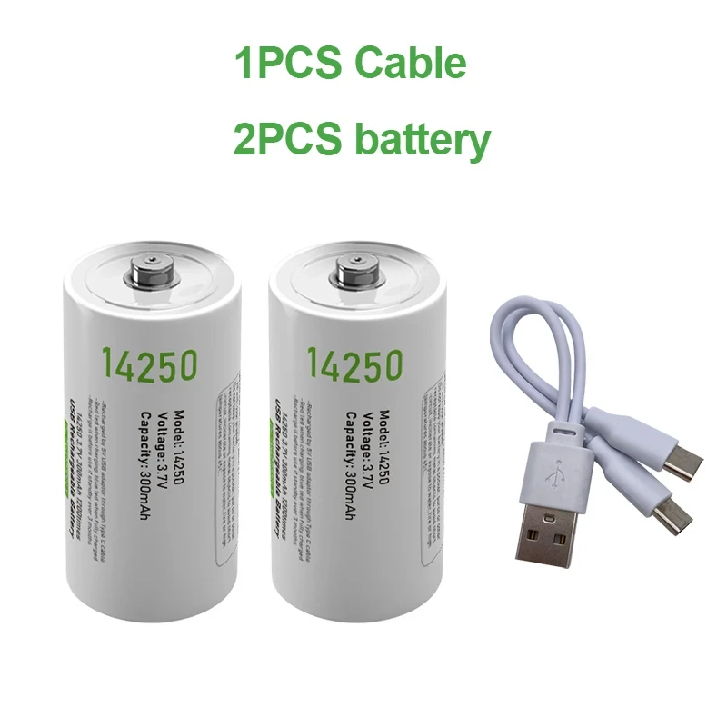 Аккумулятор 14250 (3.7V) с разъемом TYPE-C Smartools 300 mAh (цена за блистер - 2 штуки) + кабель TYPE-C
