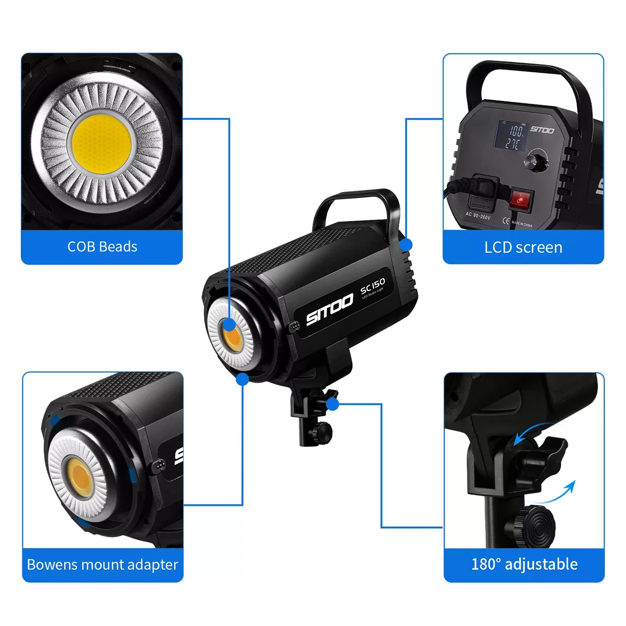 Постоянный студийный LED свет Selens - SITOO - SC-150 (150 Ватт) + стойка (0,9-2,8 м) + софтбокс 60 х 90