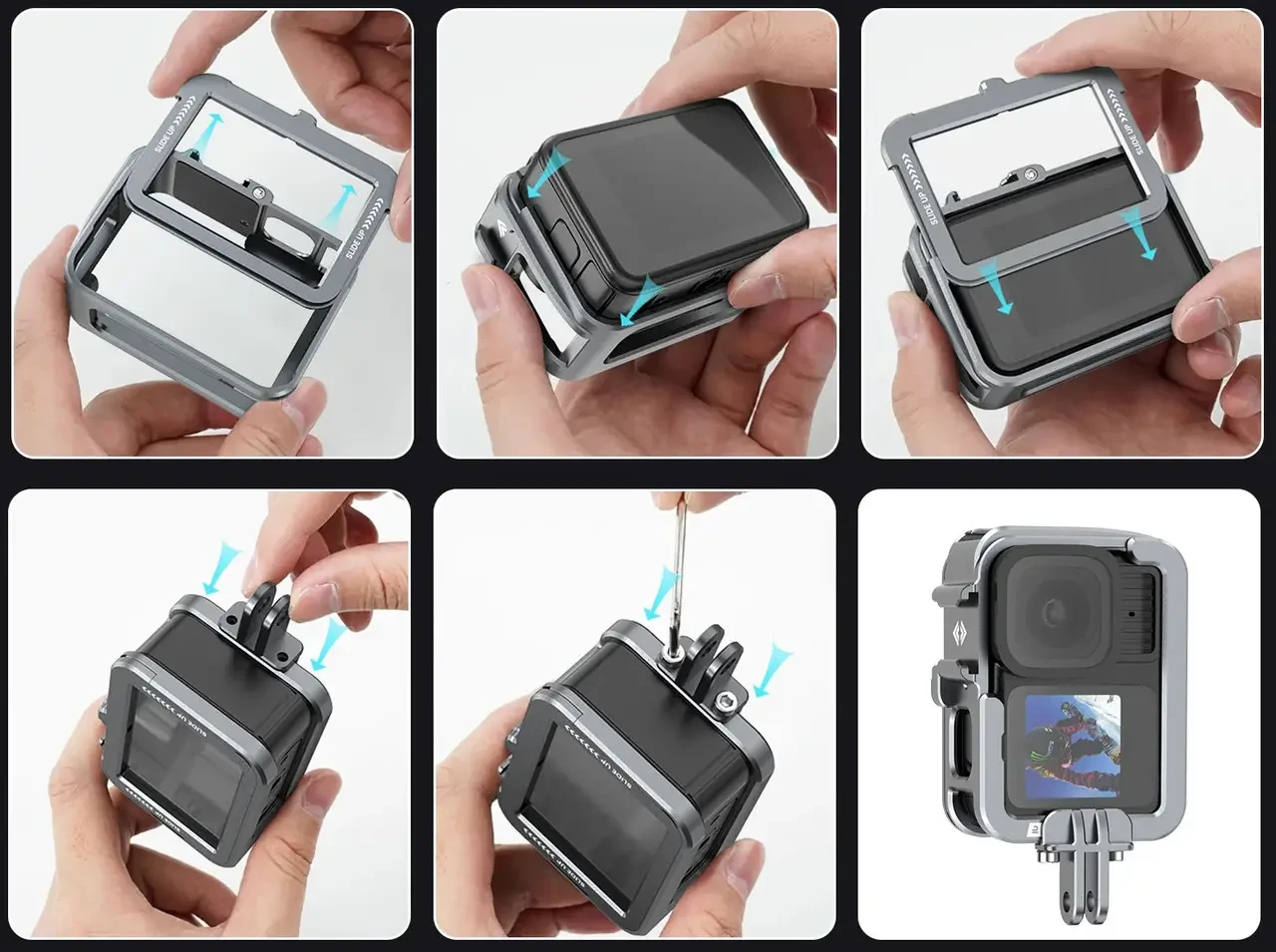 Алюминиевая рамка защитная TELESIN для экшн камер GoPro Hero 9, 10, 11, 12, 13 (код S6-FMS-14-TGP)