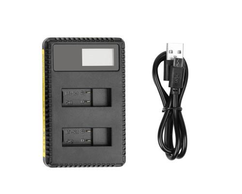 USB зарядне з LCD дисплеєм для 2-х акумуляторів AHDBT-501 та AABAT-001 для GoPro Hero 5, 6, 7 (код XTGP432)