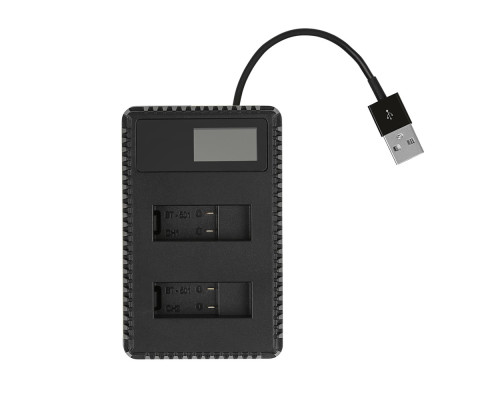 USB зарядне з LCD дисплеєм для 2-х акумуляторів AHDBT-501 та AABAT-001 для GoPro Hero 5, 6, 7 (код XTGP432)