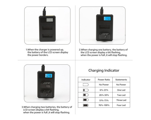 USB зарядне з LCD дисплеєм для 2-х акумуляторів AHDBT-501 та AABAT-001 для GoPro Hero 5, 6, 7 (код XTGP432)