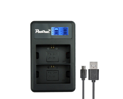 Зарядний пристрій LCD2-LPE6 з USB для 2-х акумуляторів Canon LP-E6 (LP-E6N)