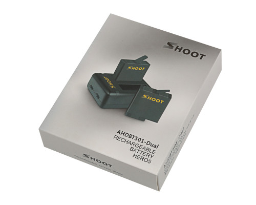 Комплект від SHOOT - 2 шт акумулятор AHDBT-501 (AABAT-001) + GoPro Hero 5, 6, 7 (код XTGP374)