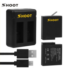Комплект від SHOOT - 2 шт акумулятори AHDBT-501 (AABAT-001) + зарядне GoPro Hero 5, 6, 7 (код XTGP374)
