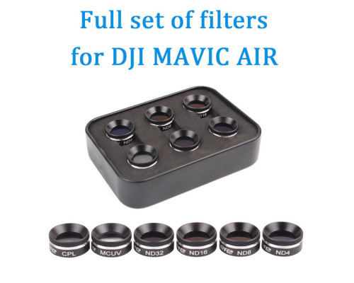 Набір із 6 світлофільтрів для квадрокоптера DJI Mavic Air (UV+CPL+ND4+ND8+ND16+ND32) (код XT-500)