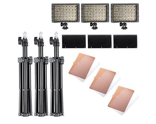 Комплект LED світла NEEWER (3 x LED світильники зі стійками та софтбоксами - сумка для перенесення)