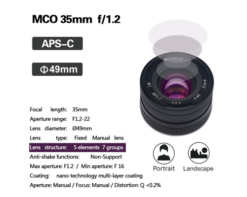 Об'єктив Mcoplus 35mm F/1.2 MC для Sony (E-mount)