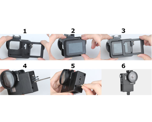 Алюмінієвий корпус для екшн камер GoPro Hero 5, 6, 7 з фільтром 52 UV та відсіком для мікрофона (код № XTGP539)