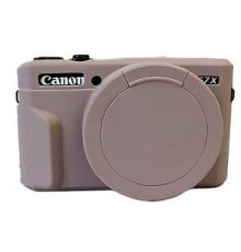 Захисний силіконовий чохол із кришкою для фотоапаратів CANON G7X Mark II - сірий