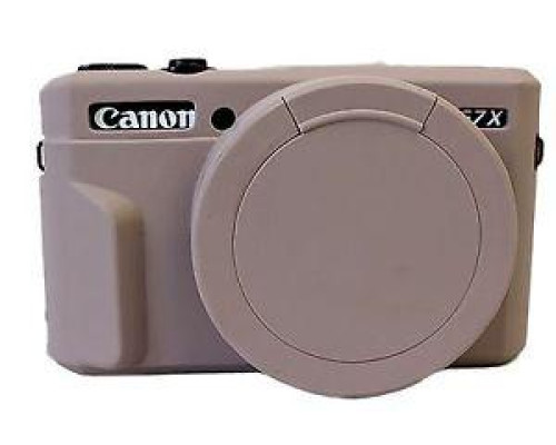 Захисний силіконовий чохол із кришкою для фотоапаратів CANON G7X Mark II - сірий