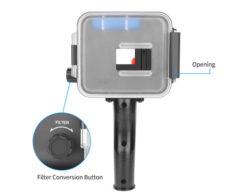 Водонепроникне LED світло зі спалахом та світлофільтром для екшн камер GoPro Hero 5, 6, 7 (код № XTGP540)