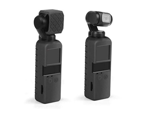 Силиконовый чехол для камеры и колпачок-крышка для DJI Osmo Pocket - черный (код XT-533)