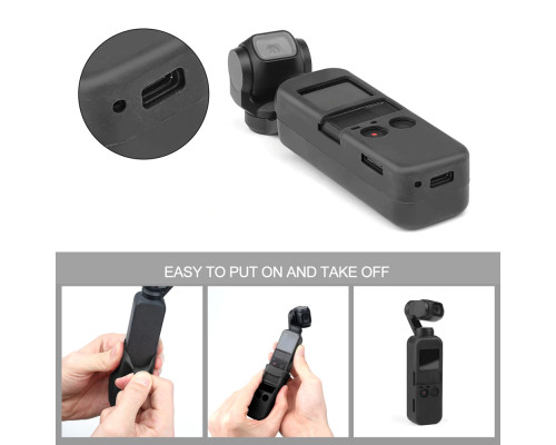 Силіконовий чохол для DJI Osmo Pocket з ремінцем - чорний (код XT-534)