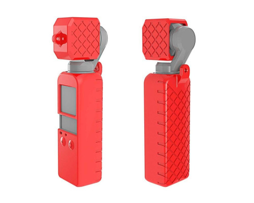 Силиконовый чехол для камеры и крышка-колпачок для DJI Osmo Pocket - красный (код XT-533)
