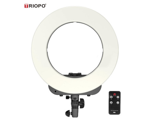 Кільцевий LED освітлювач TRIOPO (14") з димером та дистанційним пультом - для портретної, б'юті та селфі зйомки