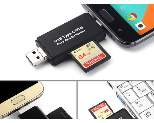 Кардрідер (кардрідер/запис) USB 2.0 OTG/Type-C/MicroSD/MicroUSB/SD - 5 в 1