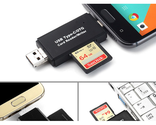 Кардрідер (card reader/writer) USB 2.0 OTG/Type-C/MicroSD/MicroUSB/SD - 5 в 1 для телефону, ноутбука і т.д.