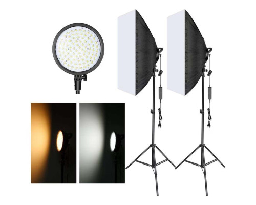 Комплект - 168 LED свет (48 Вт, 3200K-5600K) + софтбокс 50 x 70 + стойка (2 м)