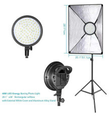 Комплект — 168 LED-світло (48 Вт, 3200 K-5600 K) + софтбокс 50 x 70 + стійка (2 м)