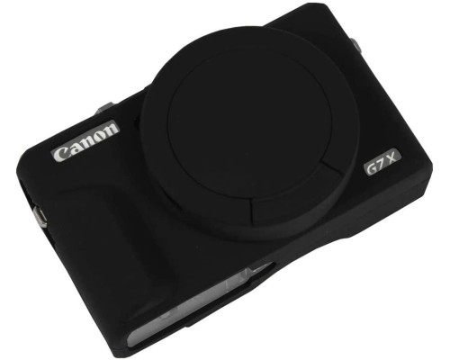 Захисний силіконовий чохол із кришкою для фотоапаратів CANON G7X Mark III - чорний