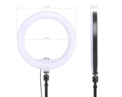 Кільцеве LED світло YQ-320A (12" - 32см) з пультом і тримачем для телефону для портретної, бьюті селфі зйомки