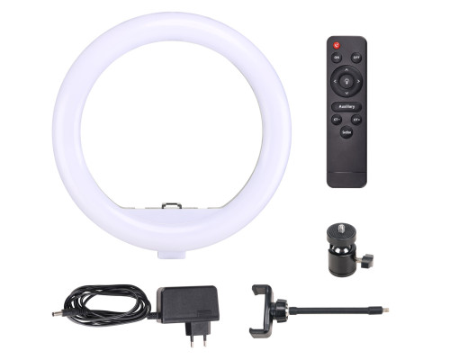 Кільцеве LED світло YQ-320A (12" - 32см) з пультом і тримачем для телефону для портретної, бьюті селфі зйомки