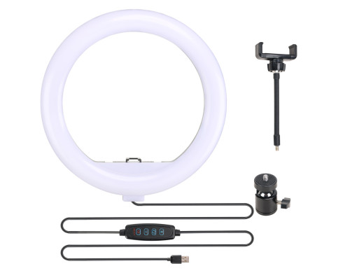 Кільцеве LED світло YQ-320B (12" - 32см) з пультом (дротовим), тримачем та стійкою 2м для бьюті, селфі зйомки