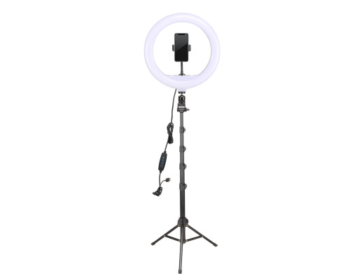 Кільцеве LED світло YQ-320B (12" - 32см) з пультом (дротовим), тримачем та стійкою 2м для бьюті, селфі зйомки