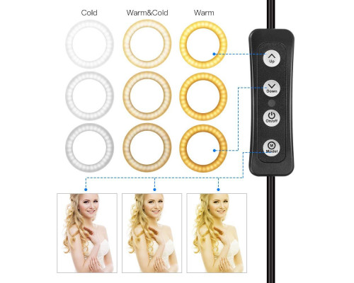 Кільцевий LED освітлювач ZM118 (10" - 27см) з пультом, USB, стійкою 80 см та шарніром для предметної зйомки