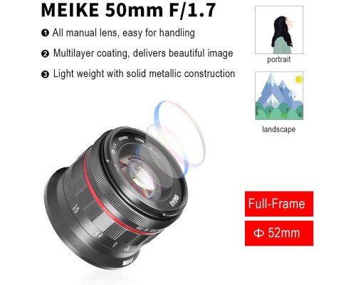 Об'єктив MEIKE 50 мм F/1.7 MC (MK-50 F1.7) для Canon RF (Canon EOS R, EOS RP)