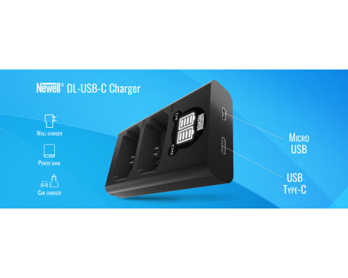 Зарядний пристрій DL-W235 (LCD2-NPW235) з USB для 2-х акумуляторів NP-W235 для Fujifilm X-T4