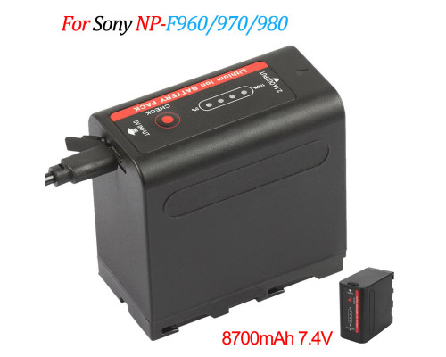 Акумулятор NP-F980 (NP-F970, NP-F960) з функцією Powerbank та USB для камер SONY та LED світла (8700 ma)