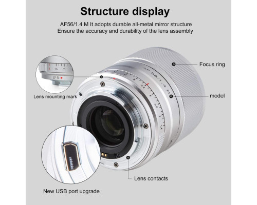 Объектив VILTROX 56mm f/1.4 M STM (AF 56/1.4 M) (Canon EF-M) - автофокусный