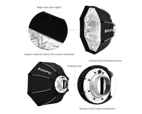 Софтбокс, розсіювач, дифузор (Softbox), октобокс Triopo - K-120 з байонетом Bowens / Elichrom