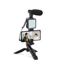 Набір для блогінгу Bakeey Vlogging KIT (KIT-01LM) (штатив+кріплення для телефону+мікрофон+LED світло+пульт)