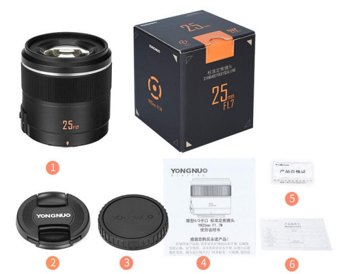 Об'єктив YONGNUO YN25mm F1.7M для Olympus, Panasonic тощо (Micro 4/3 — mount) автофокусний