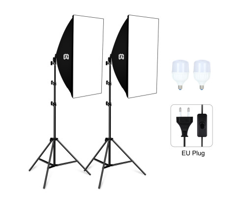 Комплект Puluz PKT3133EU (2 x софтбокси - 50 x 70 см, 2 x стійки, 2 LED лампи - 48 Ватт)