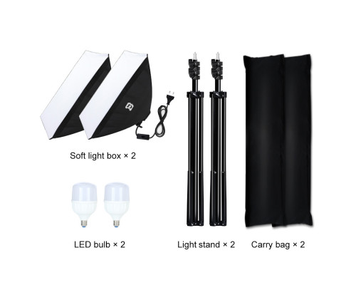 Комплект Puluz PKT3133EU (2 x софтбокси - 50 x 70 см, 2 x стійки, 2 LED лампи - 48 Ватт)