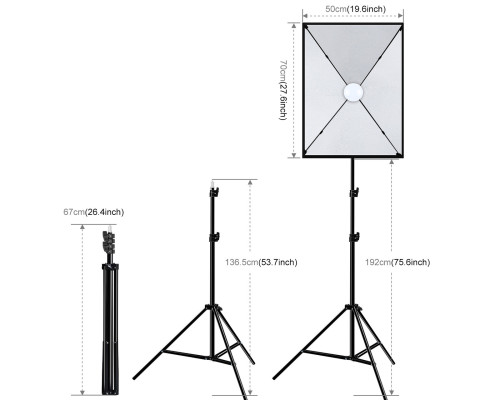 Комплект Puluz PKT3133EU (2 x софтбокси - 50 x 70 см, 2 x стійки, 2 LED лампи - 48 Ватт)